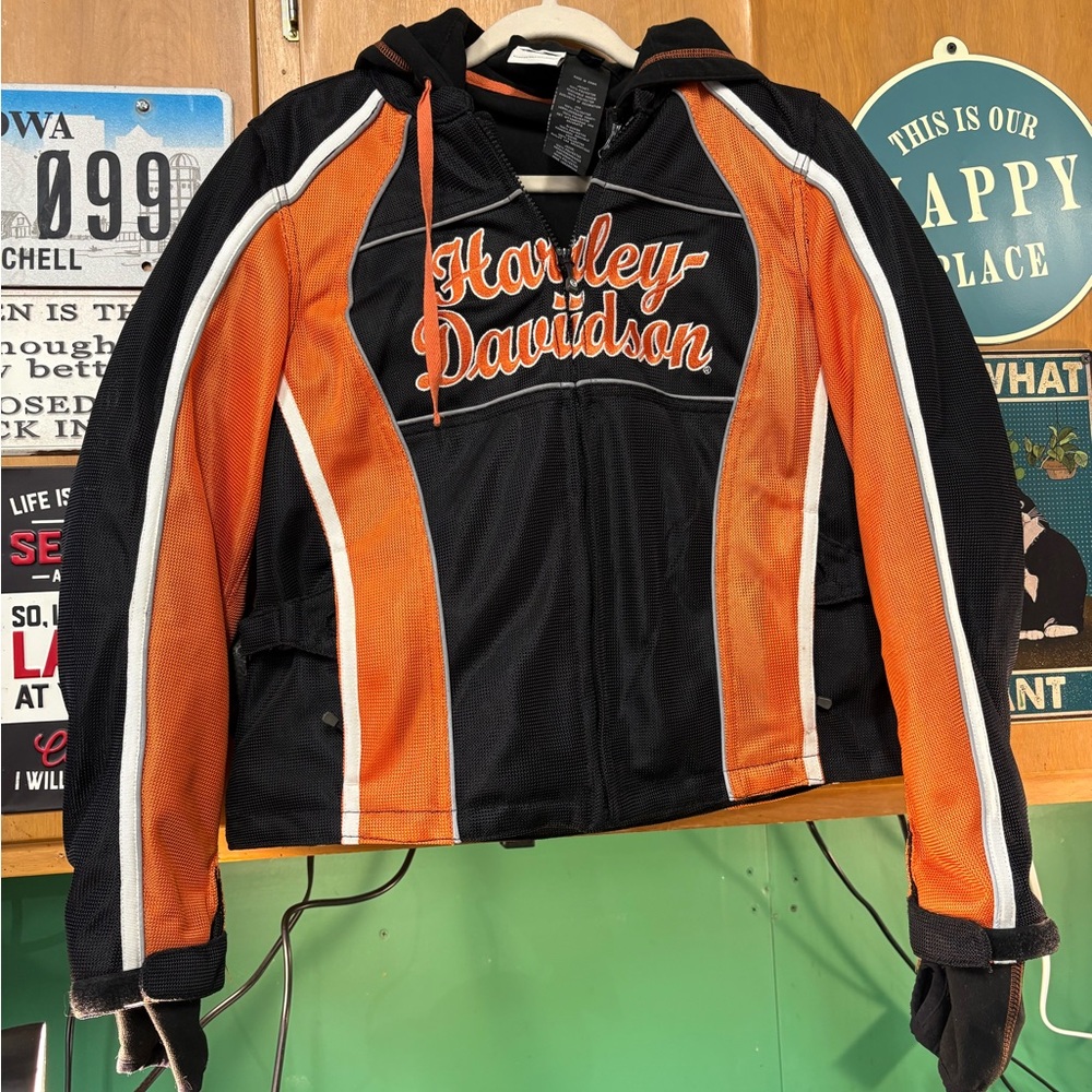 Harley-Davidson Black & Orange Women's Bomber Jacket
